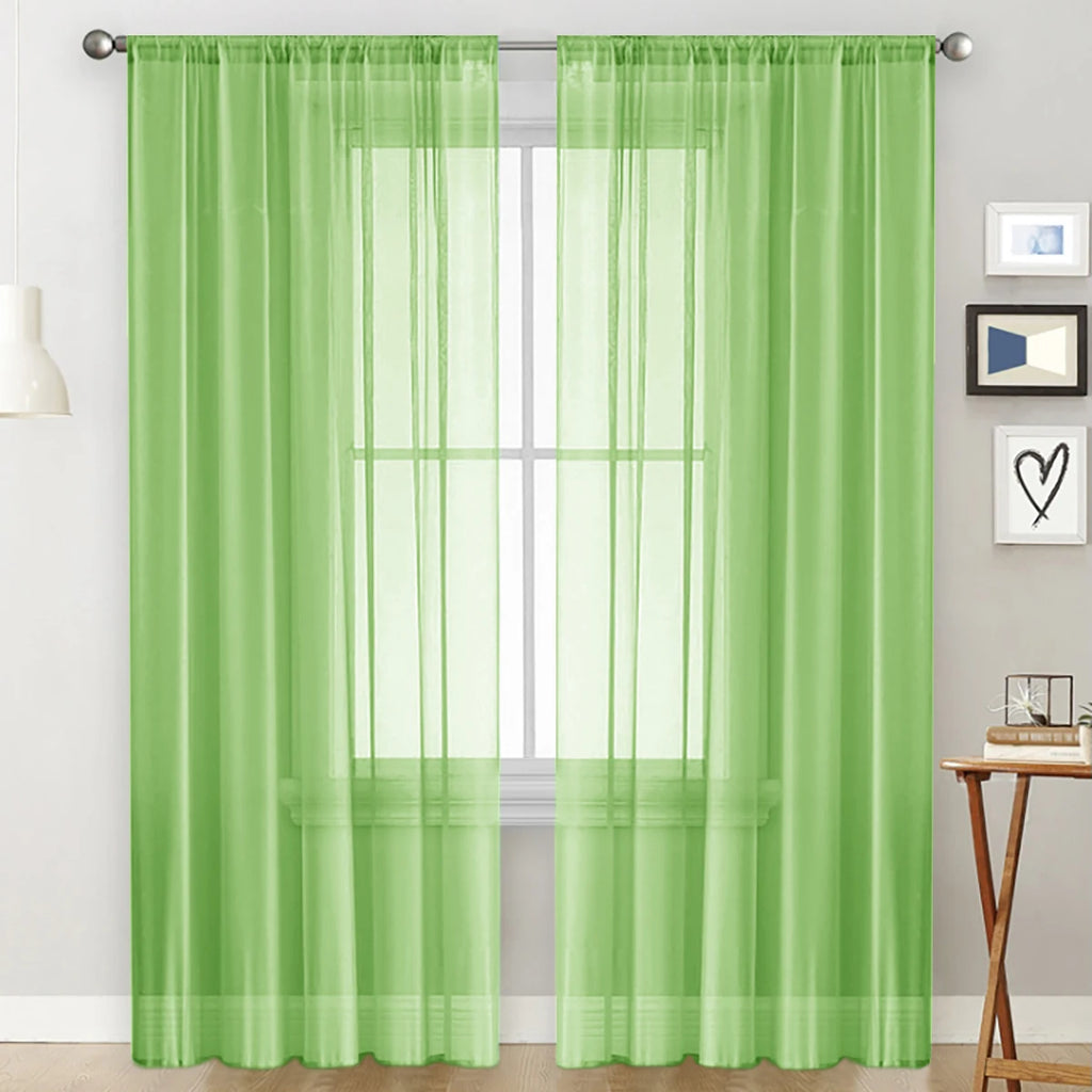 Rideaux demi-occultants unis en térylène à passe-tringle pour salon et chambre (lot de 2)
