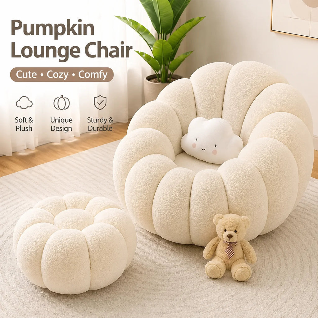 Canapé citrouille relax, fauteuil individuel de style nordique, garnissage en microbilles, doux et confortable, ensemble de canapé pour la maison, le salon, le balcon et la chambre