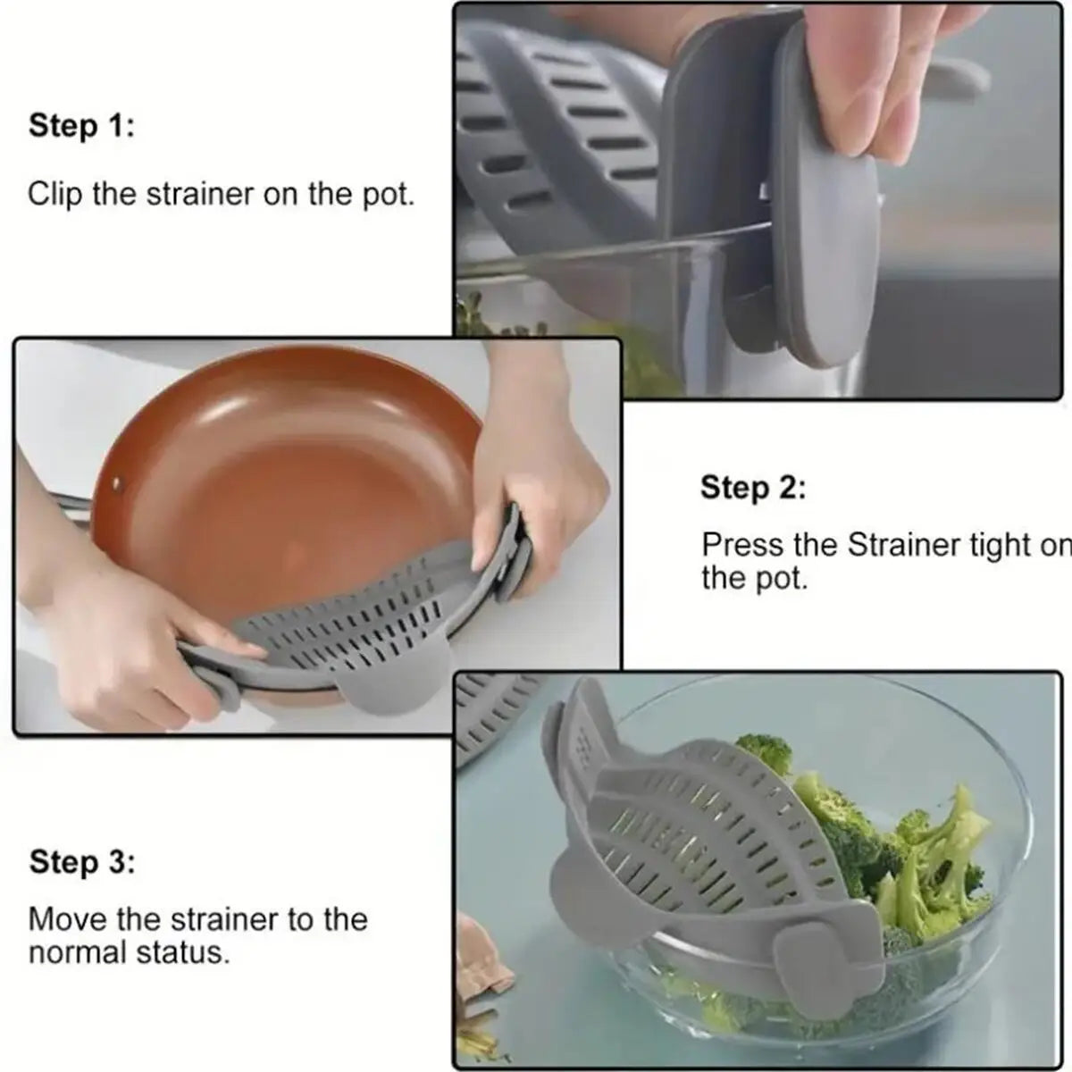 Passoire 1 pièce, passoire pour casseroles, passoire adaptable à clipser pour casseroles, poêles et bols, passoire de cuisine