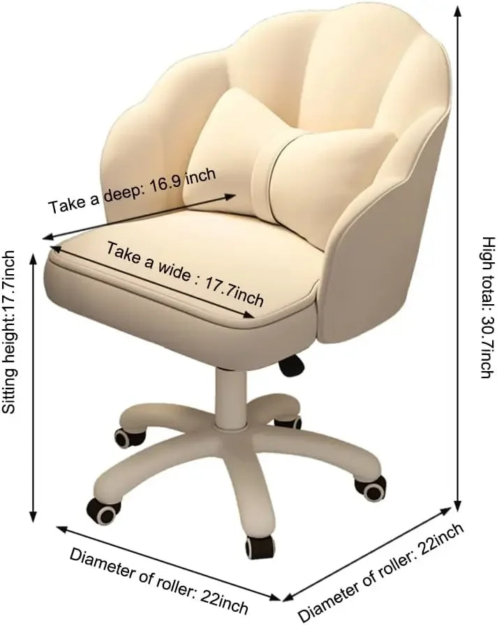 Chaise de bureau et de coiffeuse élégante en forme de pétale / papillon, fauteuil moderne en tissu, hauteur réglable pour bureau ou ordinateur