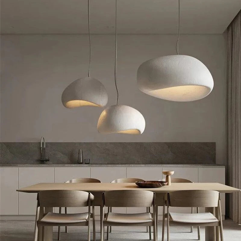 Lustre moderne à LED de style Wabi-Sabi japonais - Suspension pour salle à manger, salon, chambre, bar et maison d'hôtes de designer (lampes suspendues E27)