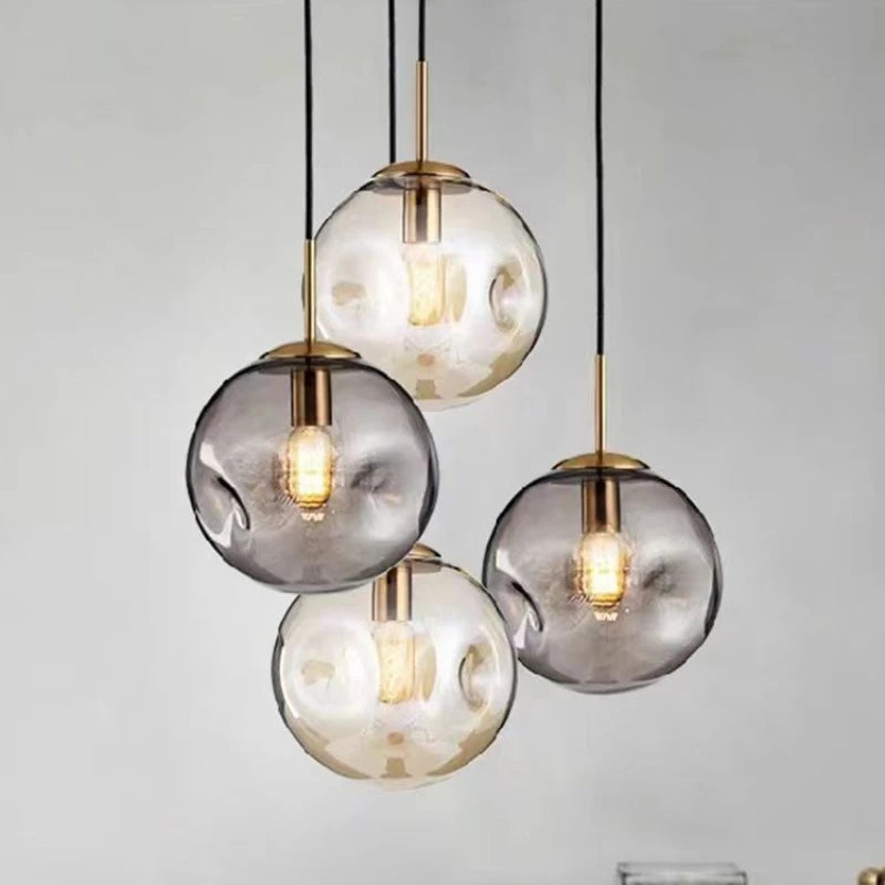 Suspensions modernes nordiques - Lampe suspendue créative en boule de verre pour décoration de salle à manger, chambre, bar et loft, luminaires
