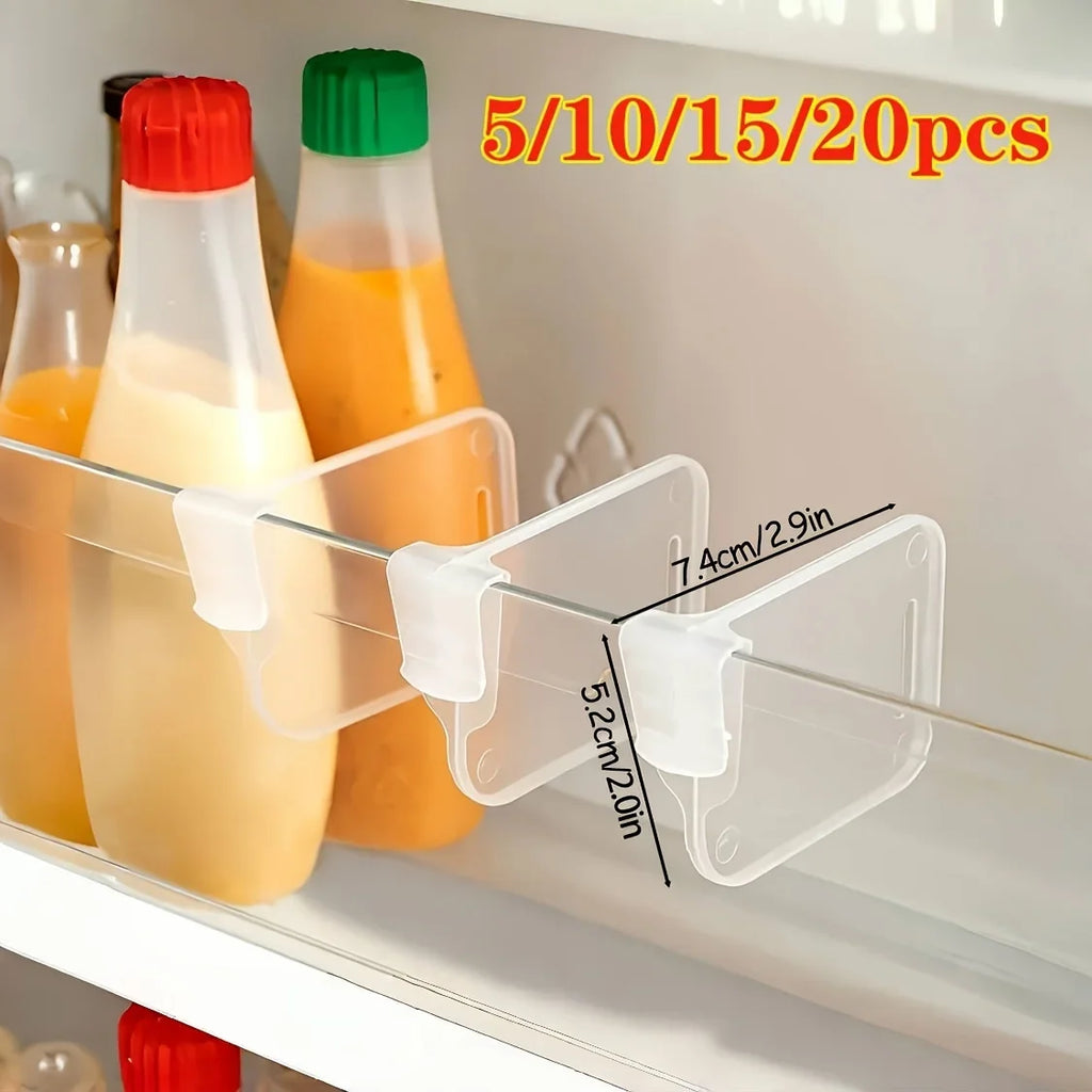 Lot de 10, 15 ou 20 séparateurs organisateurs transparents et robustes pour réfrigérateur - Rangement ajustable pour réfrigérateur et placards de cuisine, compartiments gain de place
