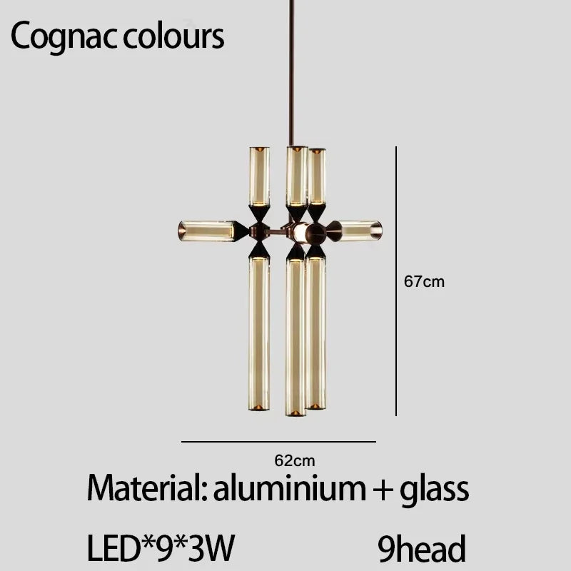 Designer Glass Tube Pendant Lamp Modern Living Room Chandelier For Bedroom Bedside Cafe Home Decor Led Dining Room Hanging Light
