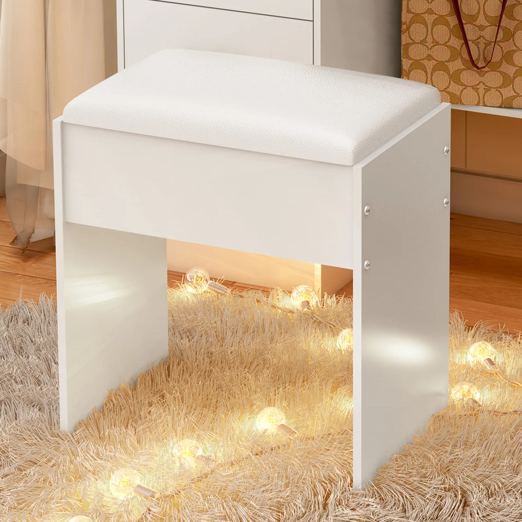 Tabouret de maquillage rembourré pour coiffeuse, chaise de coiffeuse élégante avec pieds en bois, banc d'appoint