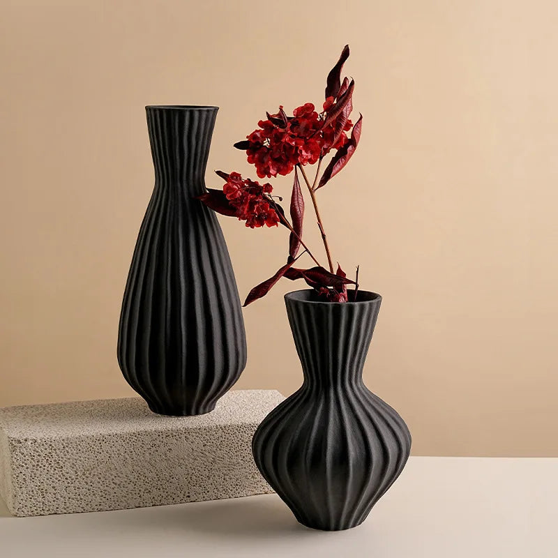 Wabi-Sabi Style Ceramic Vase: Elegant Home Decor Piece with a Frosted Finish—Creative Hydroponic Vase for Dried Flowers