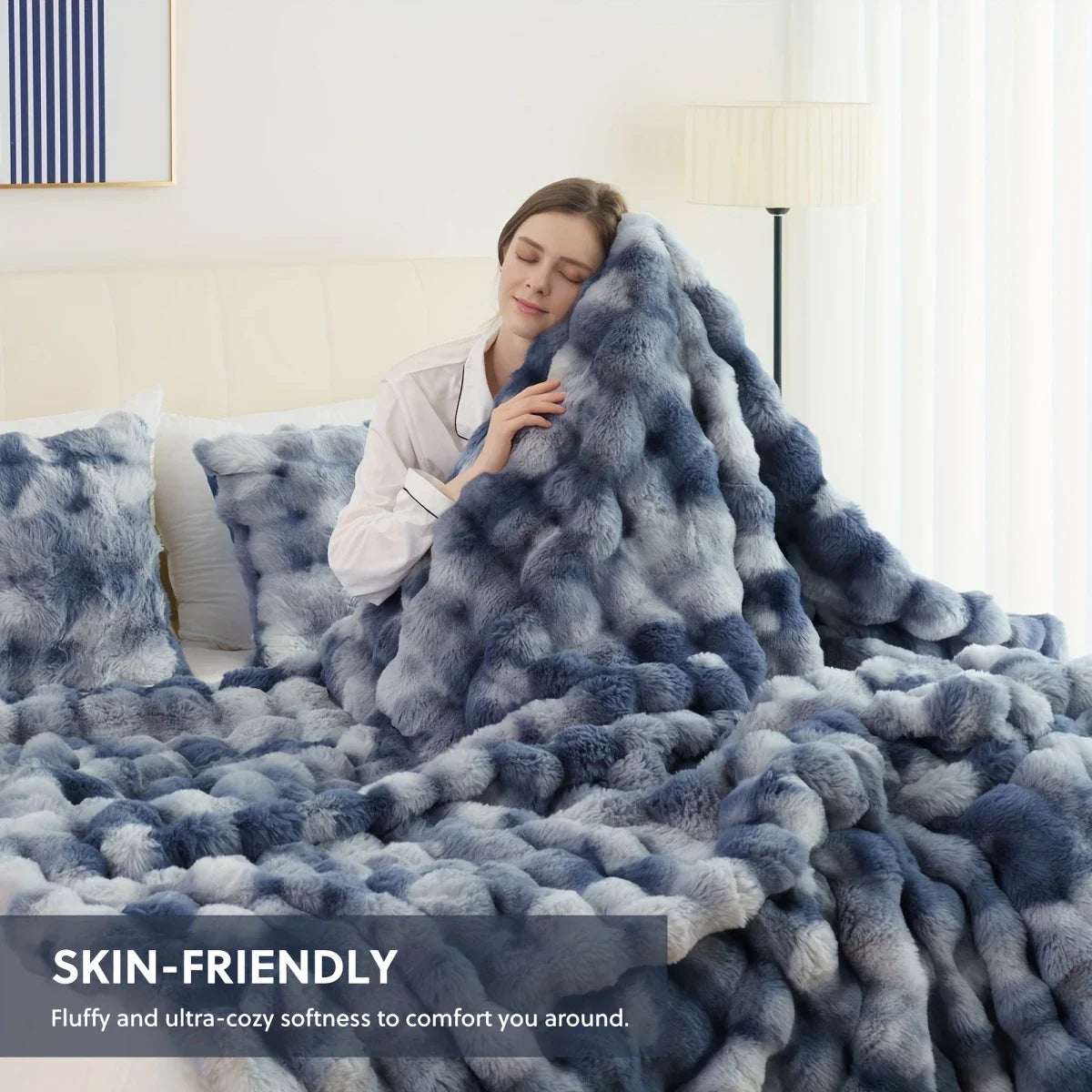 Plaid douillet en fausse fourrure de lapin