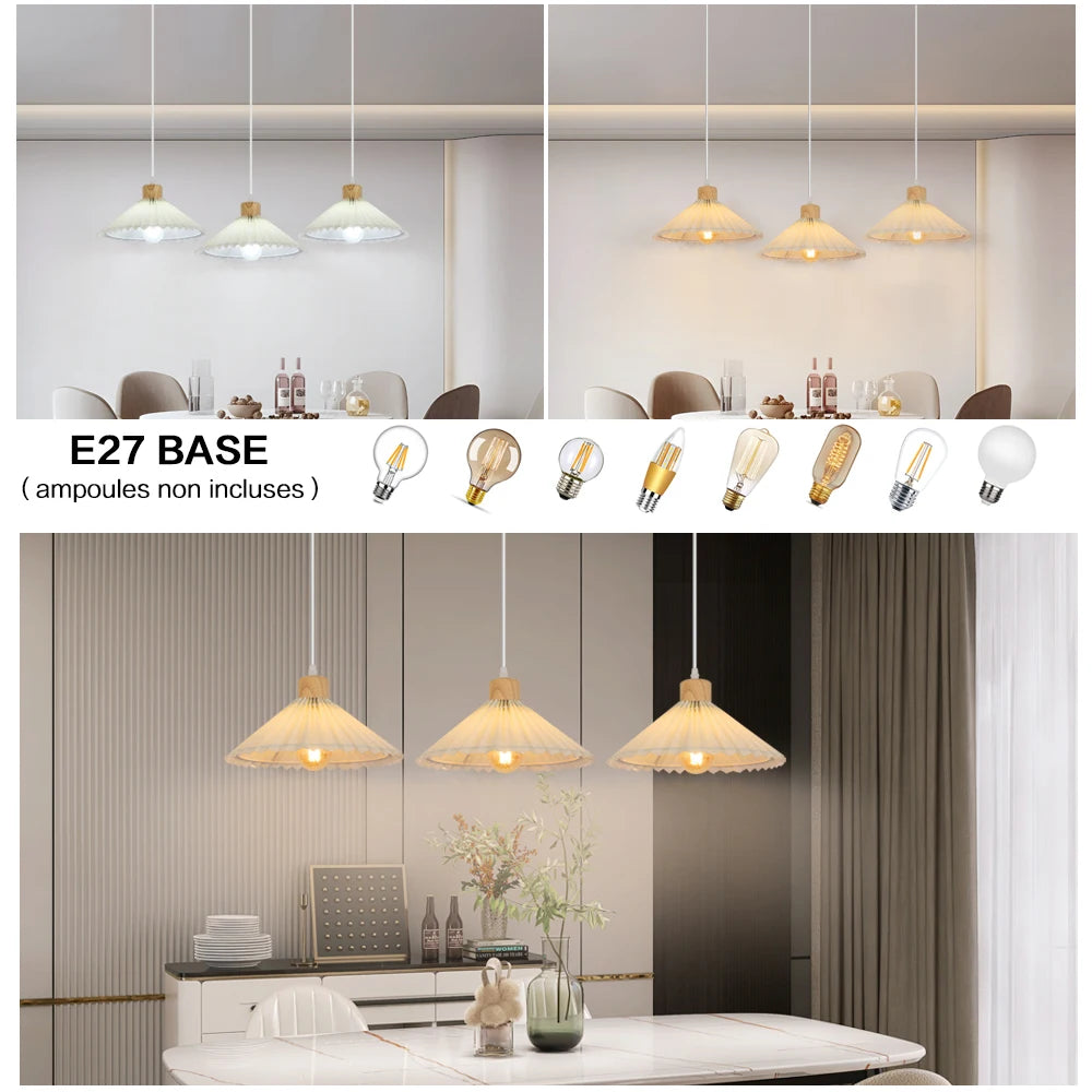 Abat-jour de rechange vintage et rétro pour lustre - Abat-jour à installation facile pour douille E27 avec bague d'adaptation (sans ampoule), pour suspension de plafond et lampe de table, abat-jour d'éclairage décoratif