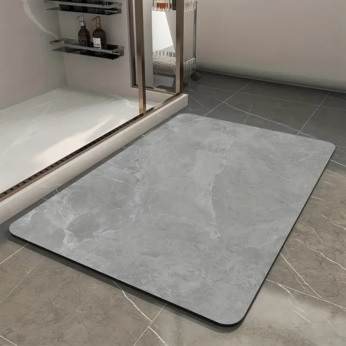 Tapis de bain antidérapant, absorbant en terre de diatomée,